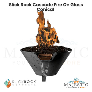 Slick Rock Cascade Fire on glass - Conical - Majestic Fountains