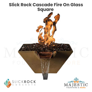 Slick Rock Cascade Fire on glass - Square - Majestic Fountains