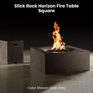 Slick Rock Horizon Fire Table - Square Coal Gray - Majestic Fountains