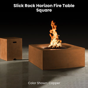 Slick Rock Horizon Fire Table - Square Copper - Majestic Fountains