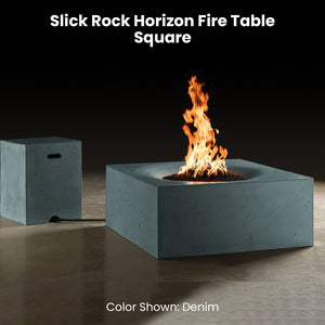 Slick Rock Horizon Fire Table - Square Denim - Majestic Fountains