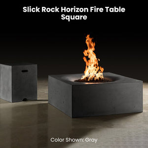Slick Rock Horizon Fire Table - Square Gray - Majestic Fountains
