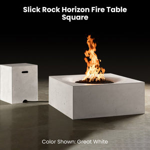 Slick Rock Horizon Fire Table - Square Great White - Majestic Fountains