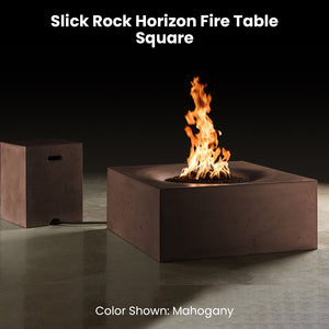 Slick Rock Horizon Fire Table - Square Mahogany - Majestic Fountains
