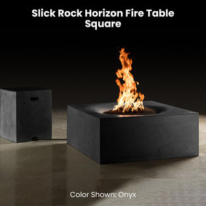 Slick Rock Horizon Fire Table - Square Onyx  - Majestic Fountains
