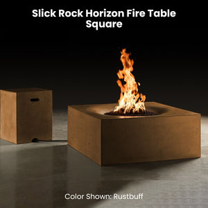 Slick Rock Horizon Fire Table - Square Rustbuff - Majestic Fountains