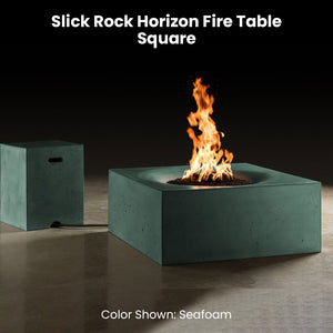 Slick Rock Horizon Fire Table - Square Seafoam  - Majestic Fountains