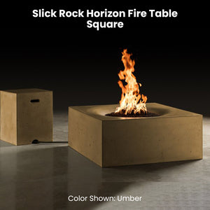 Slick Rock Horizon Fire Table - Square Umber - Majestic Fountains