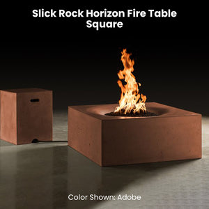 Slick Rock Horizon Fire Table - Square Adobe - Majestic Fountains