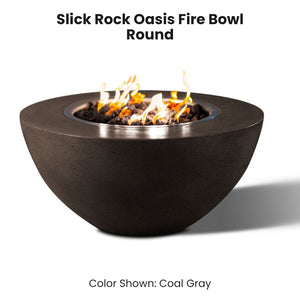 Slick Rock Oasis Fire Bowl - Round Coal Gray - Majestic Fountains