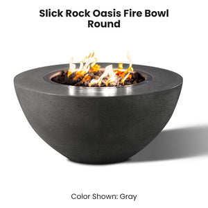 Slick Rock Oasis Fire Bowl - Round Gray - Majestic Fountains