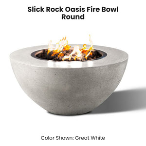 Slick Rock Oasis Fire Bowl - Round  Great White - Majestic Fountains