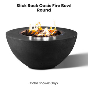 Slick Rock Oasis Fire Bowl - Round Onyx - Majestic Fountains