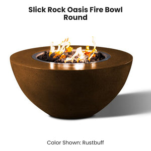 Slick Rock Oasis Fire Bowl - Round Rustbuff- Majestic Fountains