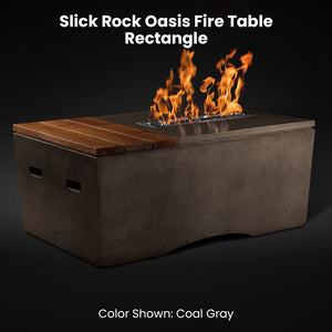 Slick Rock Oasis Fire Table - Rectangle Coal Gray - Majestic Fountains