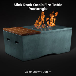 Slick Rock Oasis Fire Table - Rectangle Denim  - Majestic Fountains