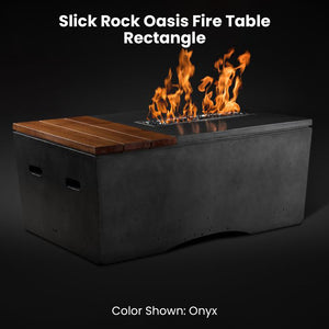 Slick Rock Oasis Fire Table - Rectangle Onyx - Majestic Fountains