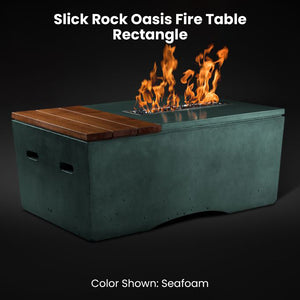 Slick Rock Oasis Fire Table - Rectangle Seafoam - Majestic Fountains