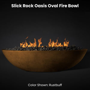 Slick Rock Oasis Oval Fire Bowl Rustbuff- Majestic Fountains