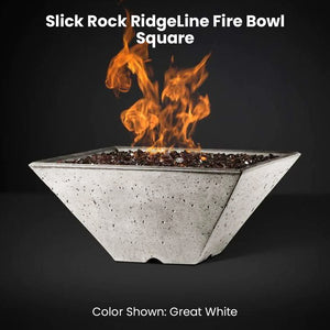 Slick Rock RidgeLine Fire Bowl - Square Great White - Majestic Fountains