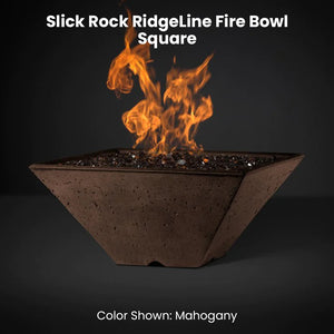 Slick Rock RidgeLine Fire Bowl - Square Mahogany - Majestic Fountains