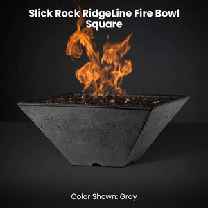 Slick Rock RidgeLine Fire Bowl - Square Gray- Majestic Fountains