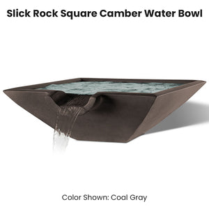 Slick Rock Square Camber Water Bowl Coal Gray- Majestic Fountains 