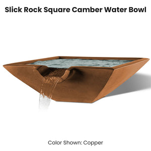 Slick Rock Square Camber Water Bowl Copper - Majestic Fountains 