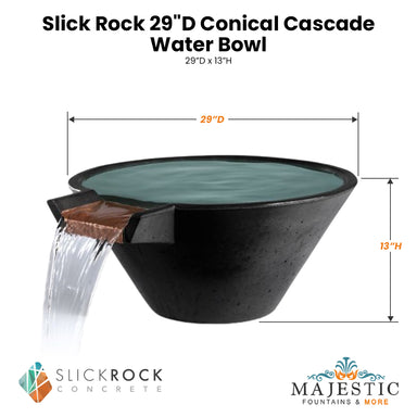 Slick Rock Conical Cascade Water Bowl Size - Majestic Fountains
