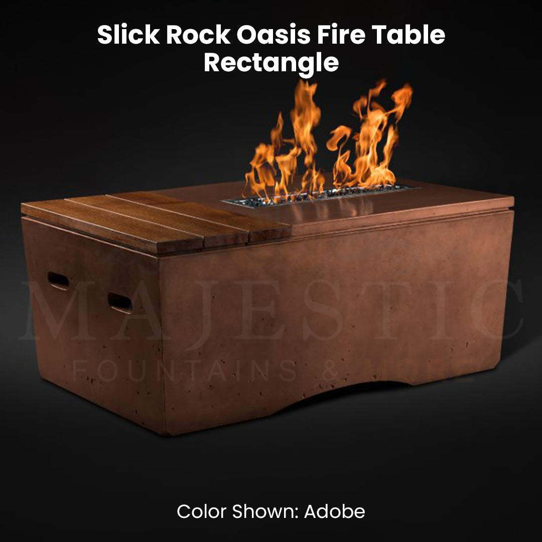 Slick Rock Oasis Fire Table - Rectangle - Adobe - Majestic Fountains