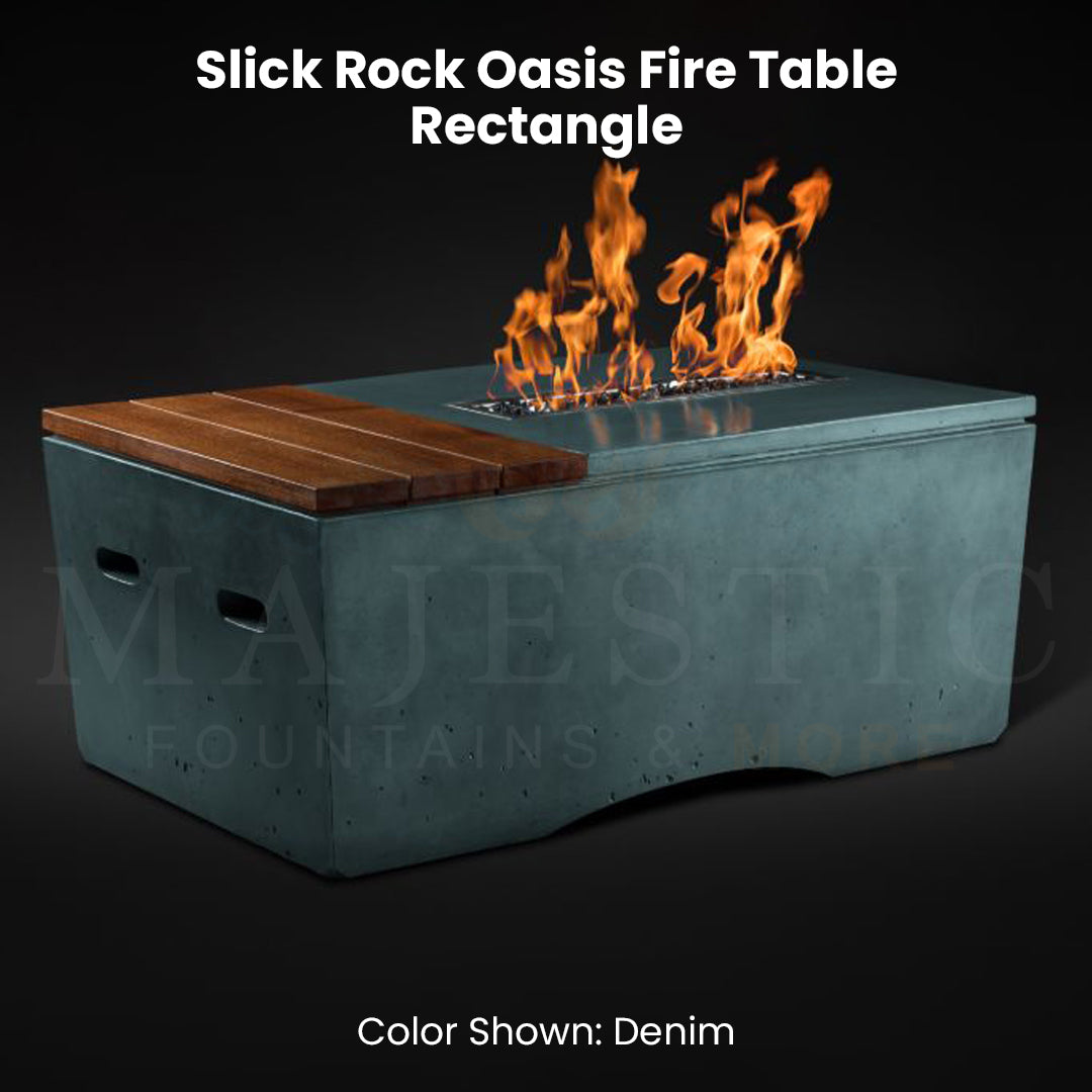 Slick Rock Oasis Fire Table - Rectangle - Denim - Majestic Fountains