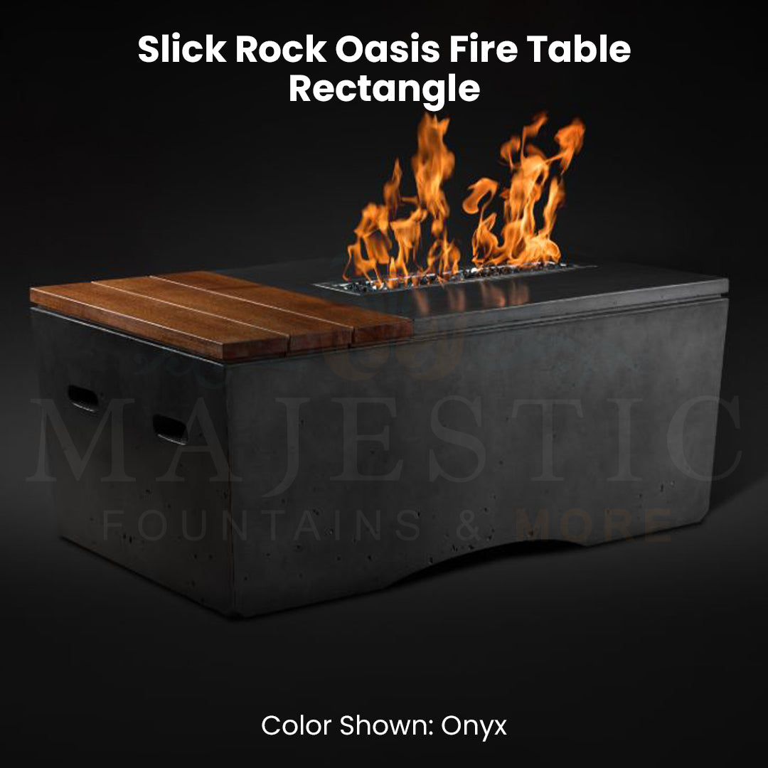 Slick Rock Oasis Fire Table - Rectangle - Onyx - Majestic Fountains