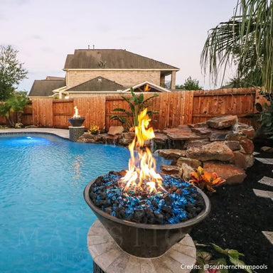 Slick Rock RidgeLine Fire Bowl - Conical - in GFRC Concrete - Majestic Fountains