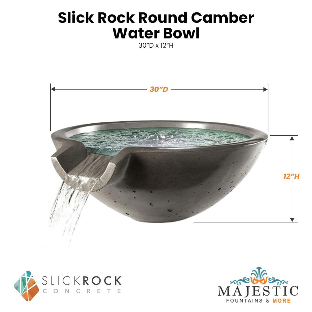 Slick Rock Round Camber Water Bowl - in GFRC Concrete - Majestic Fountains
