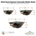 Slick Rock Square Cascade Water Bowl Size - Majestic Fountains