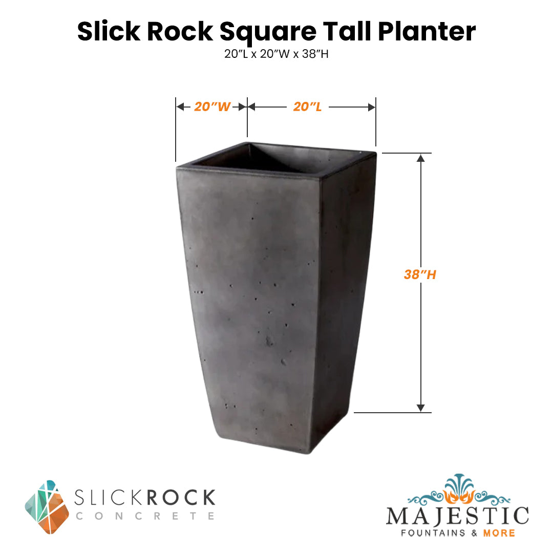 Slick Rock Square Tall Planter Size - Majestic Fountains