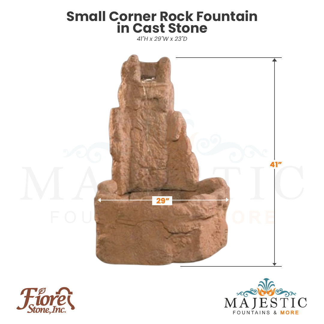 Small Corner Rock Fountain in Cast Stone - Fiore Stone 2041-FS - Majestic Fountains