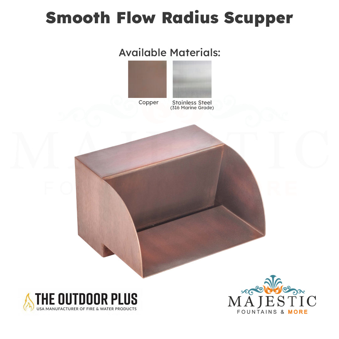 Smooth Flow Radius Scupper - Majestic Fountains