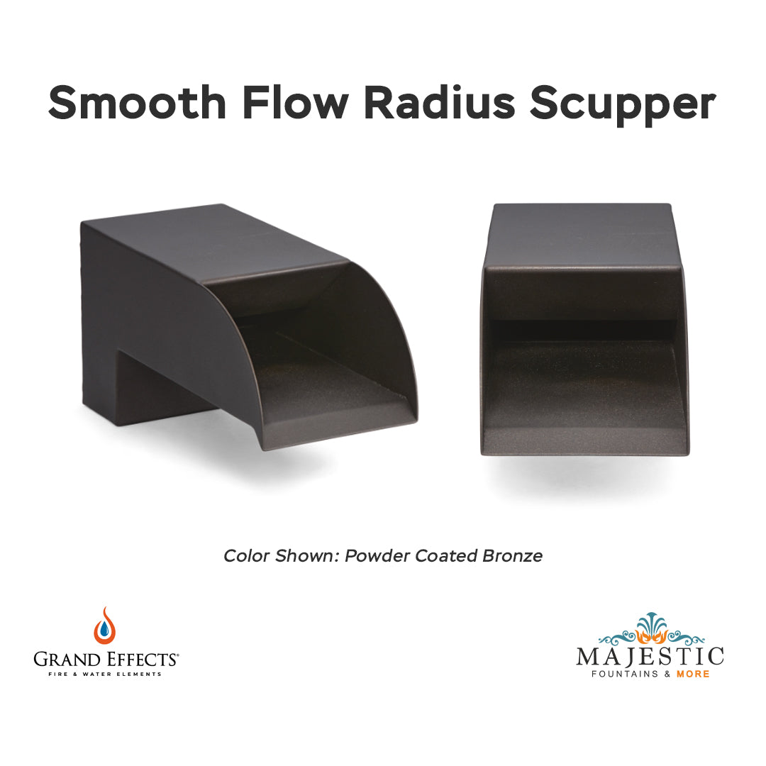 Smooth Flow Radius Scupper Bronze - Majestic Fountains