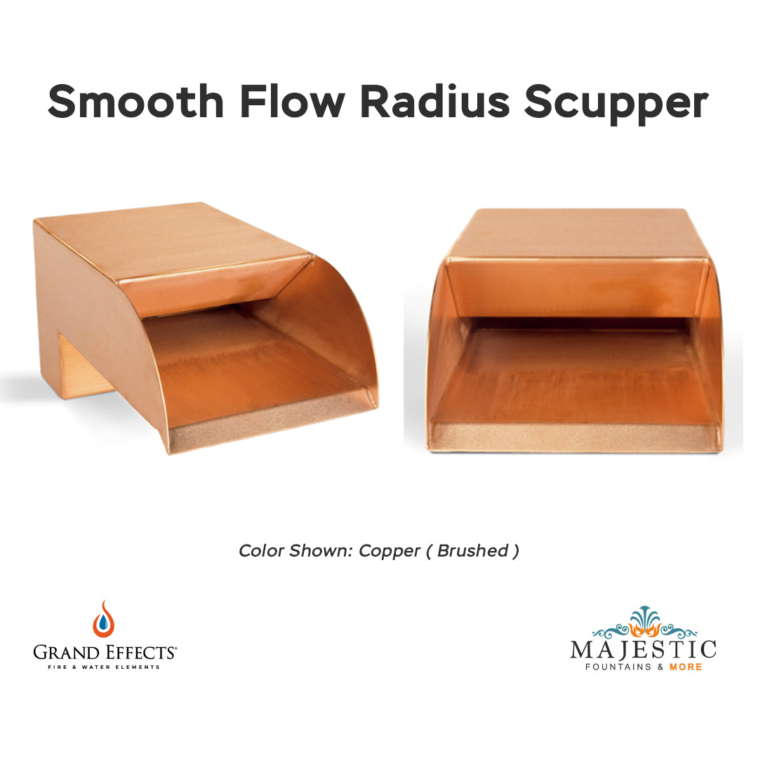 Smooth Flow Radius Scupper Copper  - Majestic Fountains