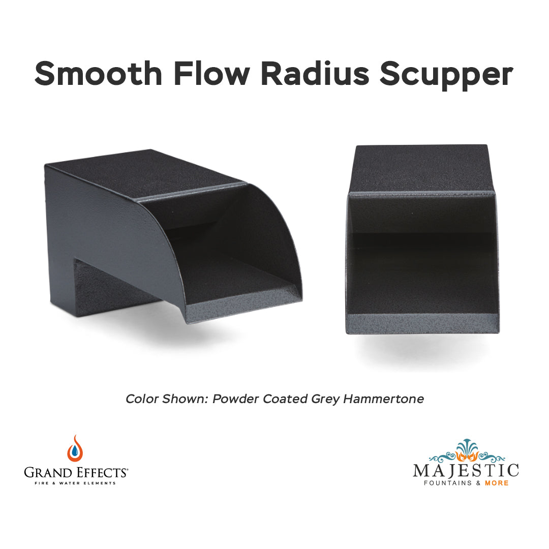 Smooth Flow Radius Scupper Grey Hammertone - Majestic Fountains