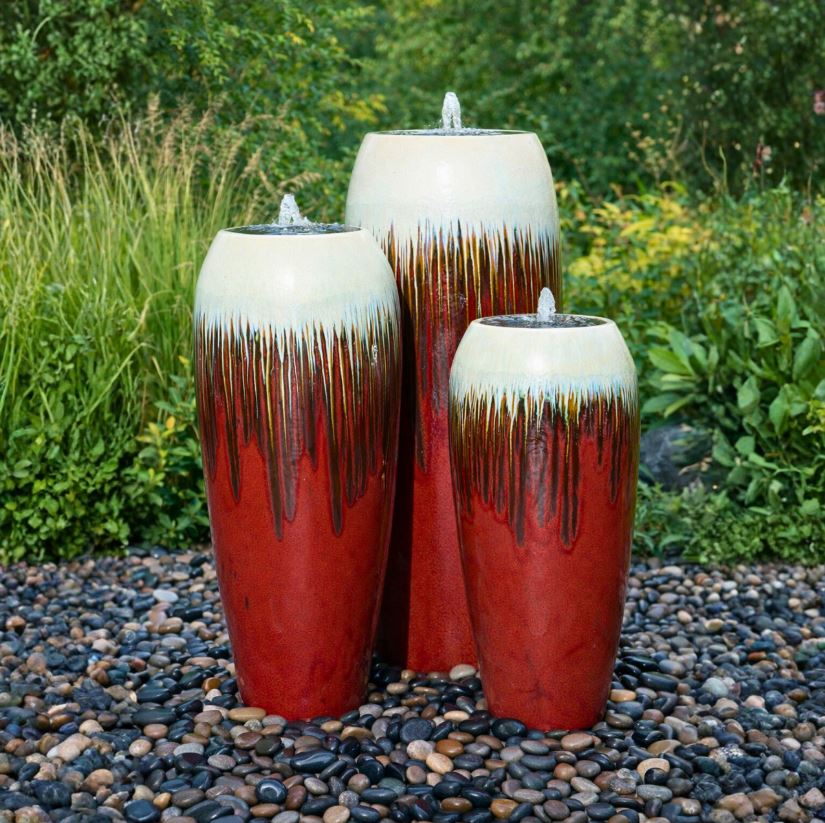 Snow on Cherry Tivoli Triple Vase FNT50366 - Complete Fountain Kit