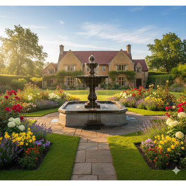 Solara Concrete Quadra Outdoor Courtyard Fountain With Basin - 1667 - Majestic Fountains