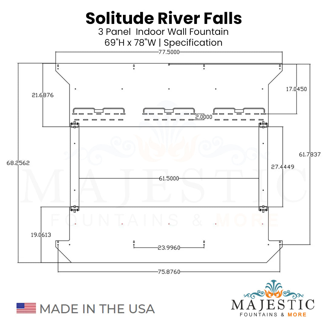 Solitude River 69"H x 78"W - Indoor Wall Fountain - Majestic Fountains