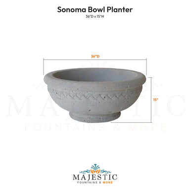 Sonoma Bowl Planter Size - Majestic Fountains