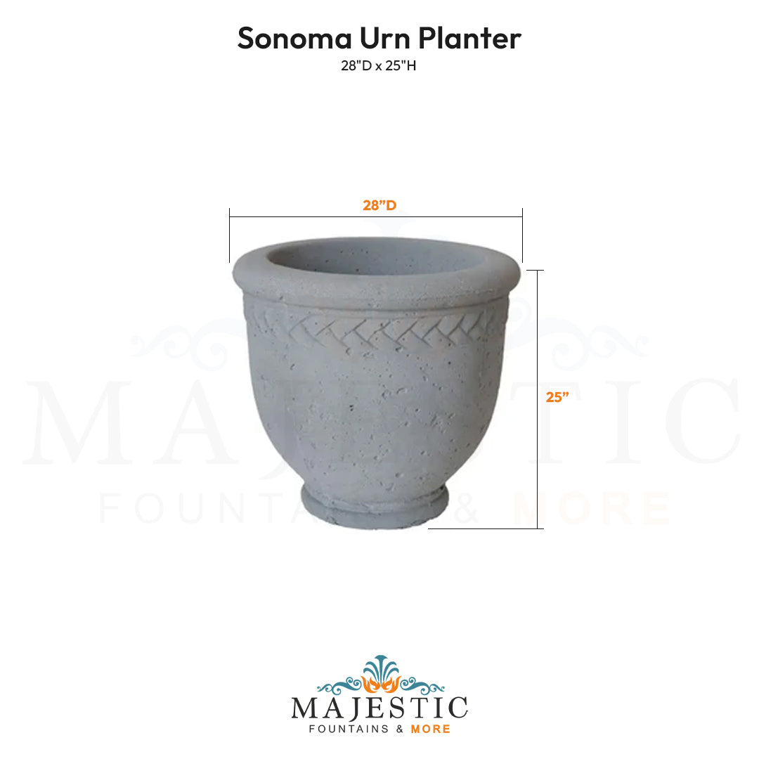 Sonoma Urn Planter Size - Majestic Fountains