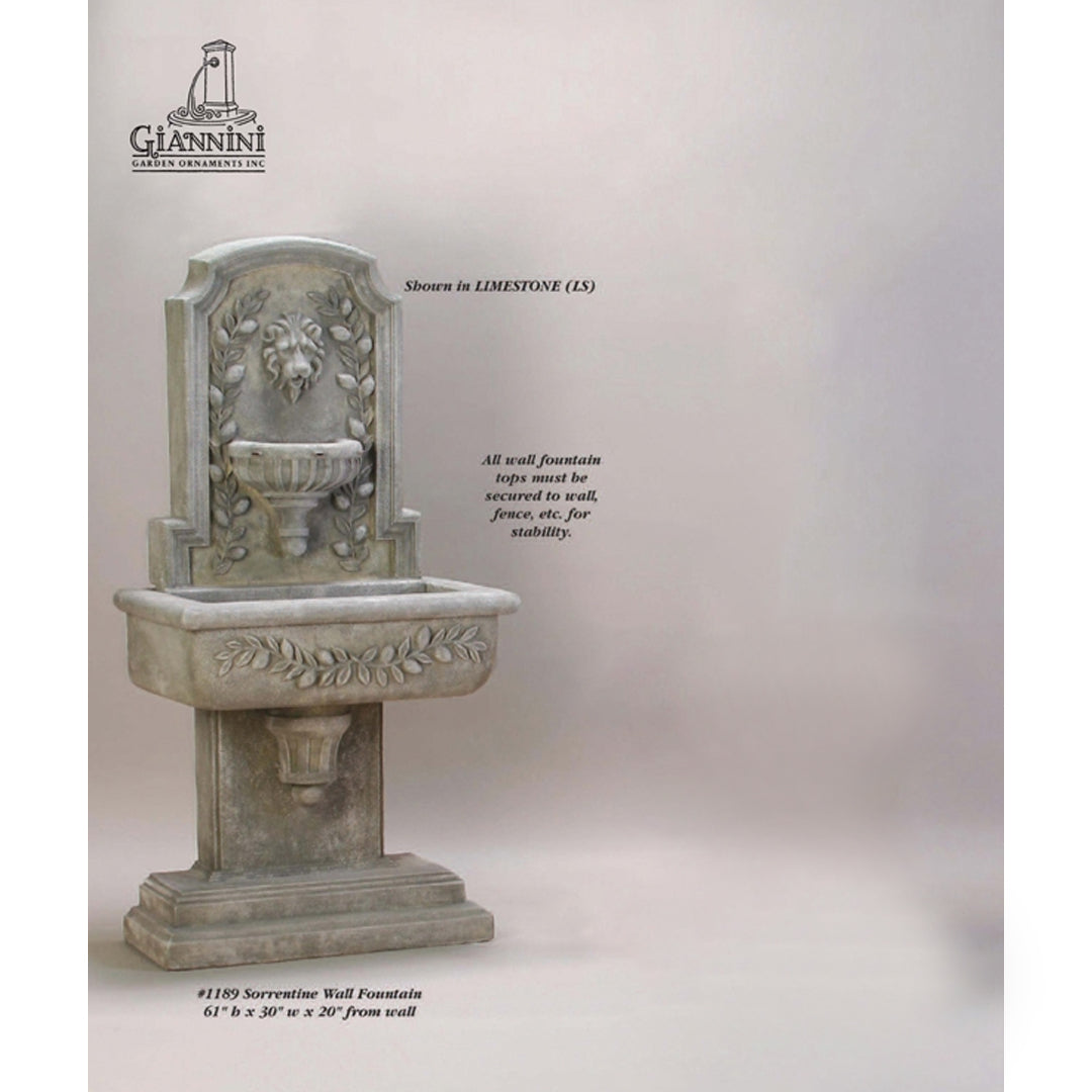Sorrentine Lion Face Concrete Outdoor Wall Fountain - 1189 - Majestic Fountains and More