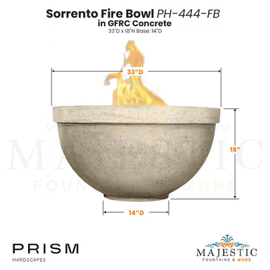 Sorrento Fire Bowl PH-444-FB in GFRC Size - Majestic Fountains