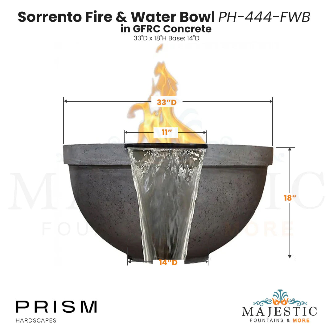 Sorrento Fire & Water Bowl PH-444-FWB in GFRC Size  - Majestic Fountains