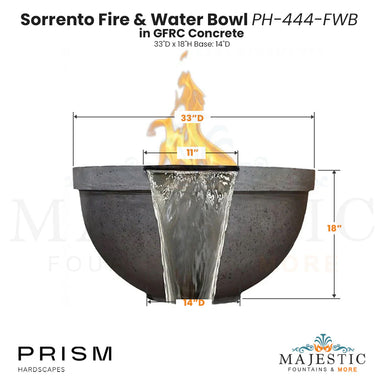 Sorrento Fire & Water Bowl PH-444-FWB in GFRC Size  - Majestic Fountains